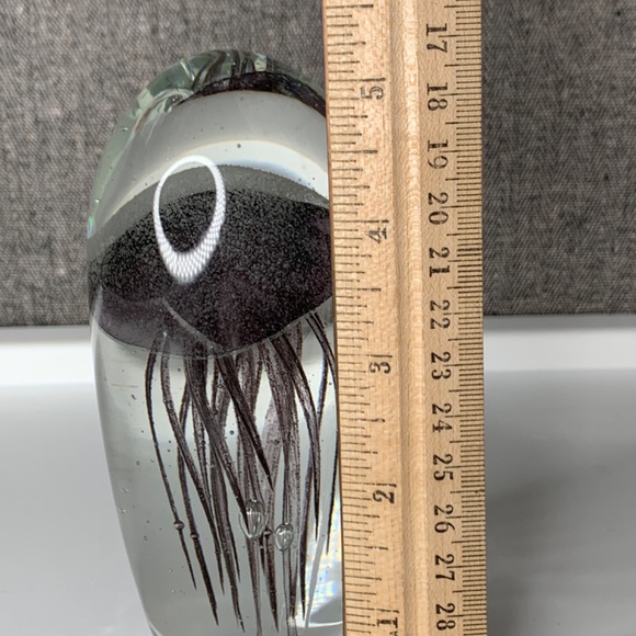 Art Glass Black Tropical Jellyfish Paperweight Collectible - Picture 4 of 5
